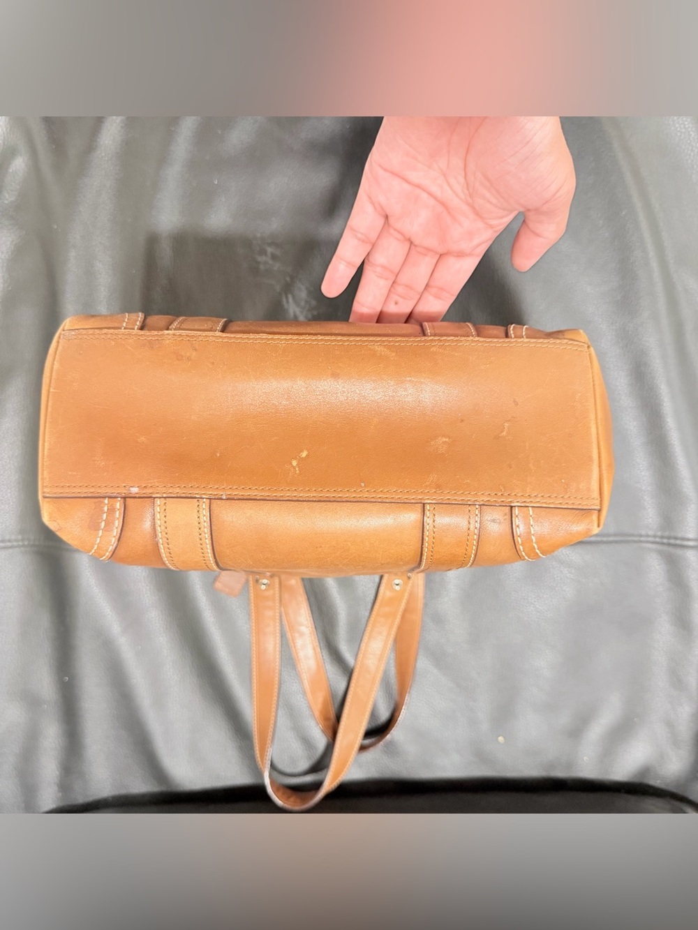 Vintage Coach Hampton Leather Shoulder Tote Bag – Camel Brown / Tan - Picture 13 of 13